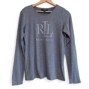 Lauren Ralph Lauren Women’s Gray Long Sleeve Shirt Size Medium Y2K